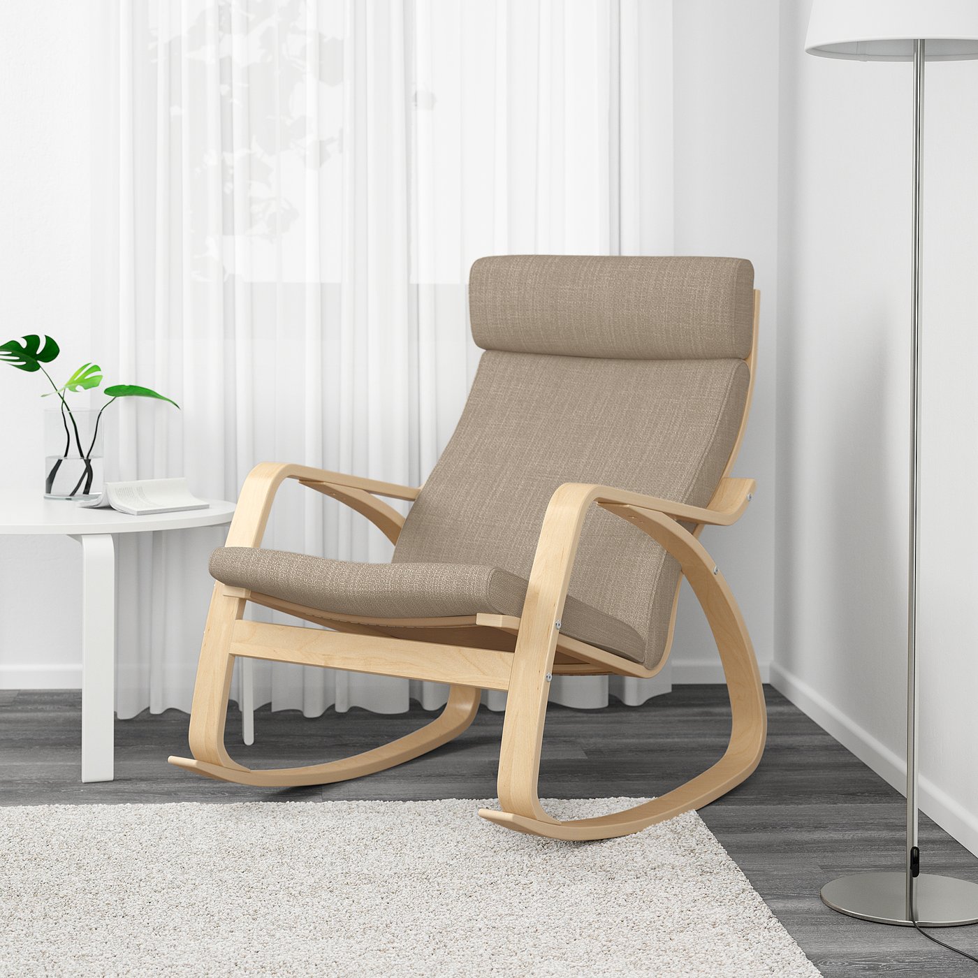 IKEA ロッキングチェア POENG POÄNG ポエング ロッキングチェア, ブラックブラウン/クニーサ