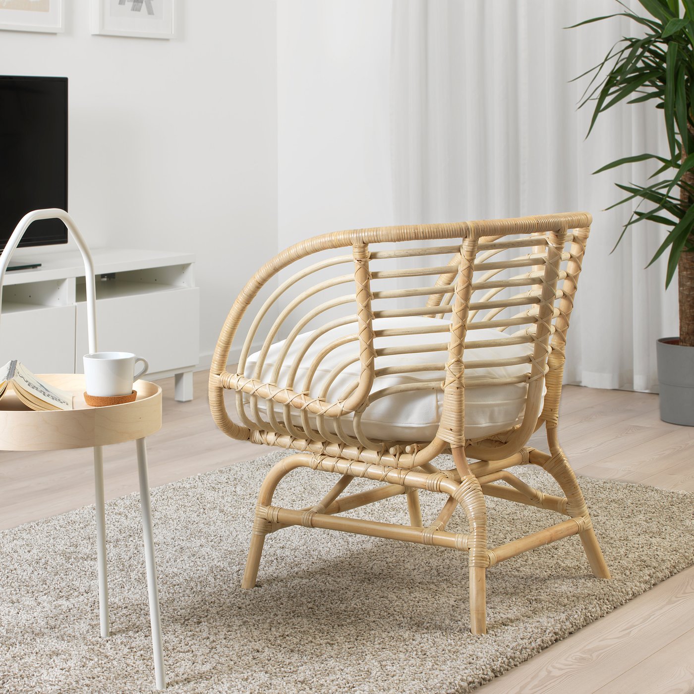 IKEA ブスクボー　クッション付き　引き取りのみ BUSKBO ブスクボー パーソナルチェア, 籐 - IKEA