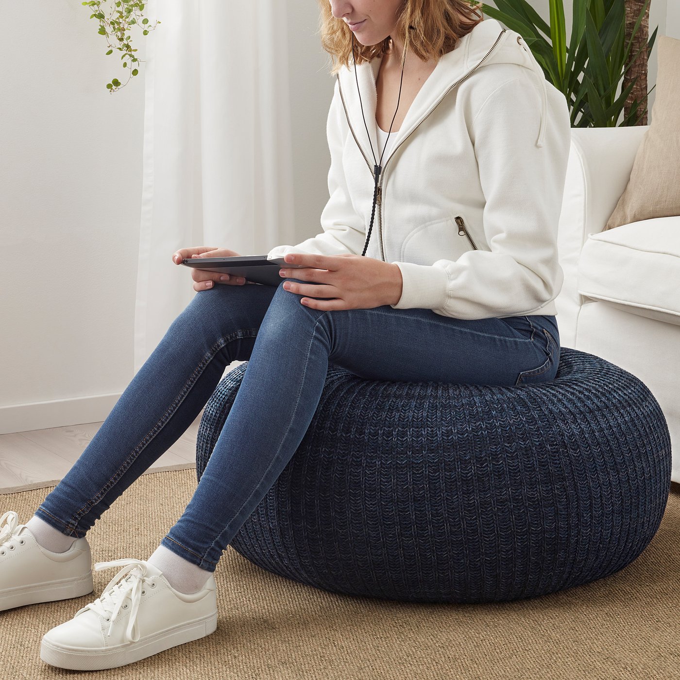 IKEA SANDARED サンダレード ダークブルー 71 cm SANDARED サンダレード プーフ, ダークブルー - IKEA