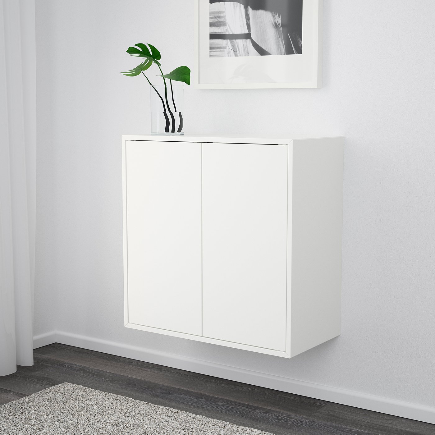 【新品未使用】IKEA EKET エーケト　1/2 EKET cabinet combination with legs, white/wood, 70x35x80 cm