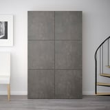BESTÅ تشكيلة تخزين مع أبواب, شكل السنديان Kallviken/رمادي غامق مظهر الخرسانة, ‎120x42x193 سم‏
