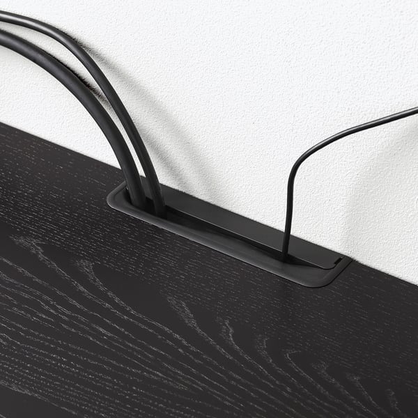 MALSJÖ طاولة تلفزيون مع أبواب سحّابة, صباغ أسود, 160x48x59 سم