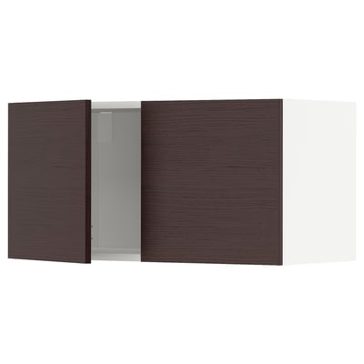 METOD メトード ウォールキャビネット 扉2枚付き, ホワイト アスケルスンド/ダークブラウン アッシュ調, 80x37x40 cm