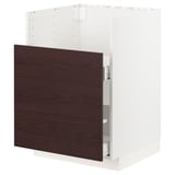 METOD メトード / MAXIMERA マキシメーラ ベースキャビネット TALLSJÖN/タルショーン シンク用, ホワイト アスケルスンド/ダークブラウン アッシュ調, 60x60 cm