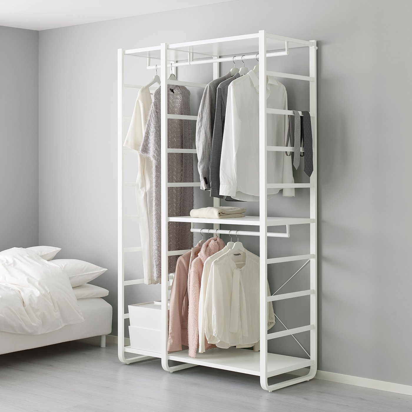 IKEA イケア ELVARLI エルヴァーリ収納システム 棚 2個セット ELVARLI エルヴァーリ ワードローブコンビネーション, ホワイト