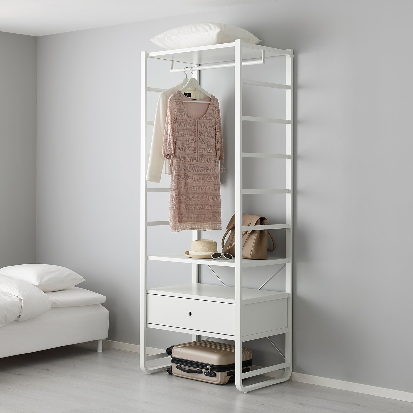 IKEA イケア ELVARLI エルヴァーリ収納システム 棚 2個セット ELVARLI エルヴァーリ ワードローブコンビネーション, ホワイト