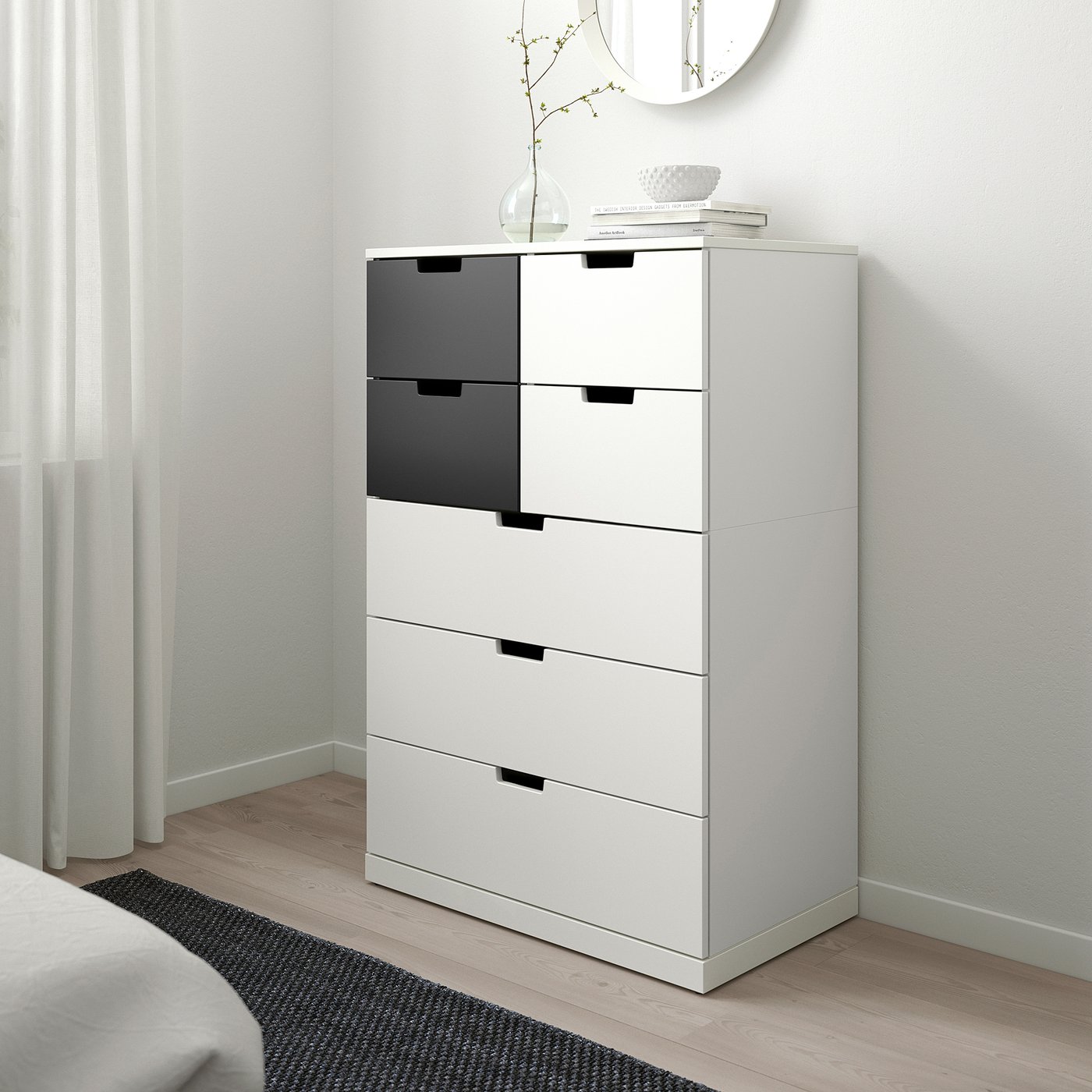 IKEA NORDLI ノールドリ　チェスト　収納　チャコール NORDLI ノールドリ チェスト（引き出し×8）, ホワイト, 80x99 cm