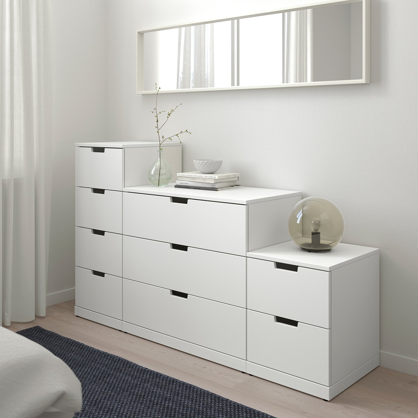 美品　IKEA ノールドリ　定価合計　50240円 NORDLI ノールドリ ベッドフレーム 収納付き, ホワイト, 120x200