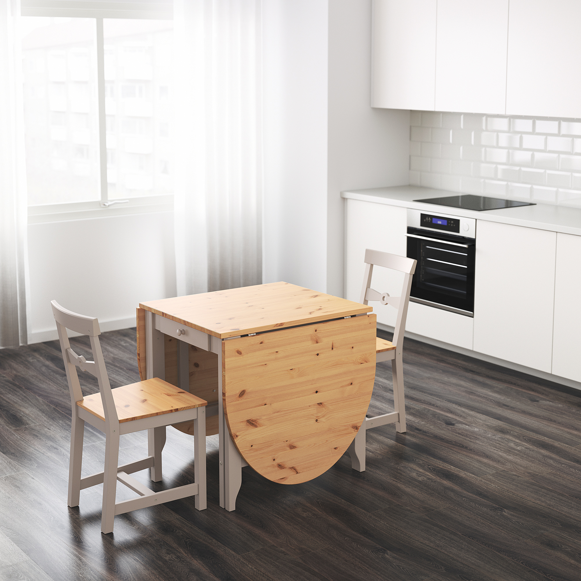 GAMLEBY Table à rabat , teinté antique clair/gris, 67/134/201x78 cm IKEA