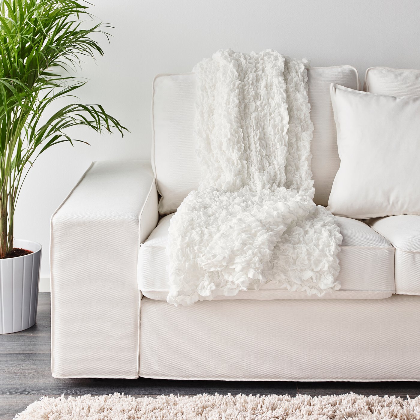 IKEA OFELIA ホワイト ブランケット 130x170 cm OFELIA オフェーリア ブランケット, ホワイト, 130x170 cm - IKEA