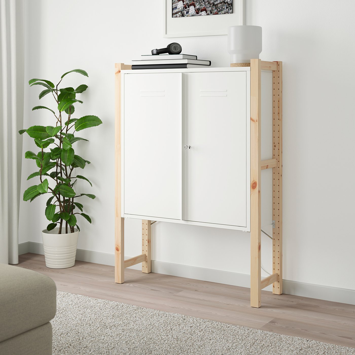 IVAR Armoire avec portes pin/blanc IKEA