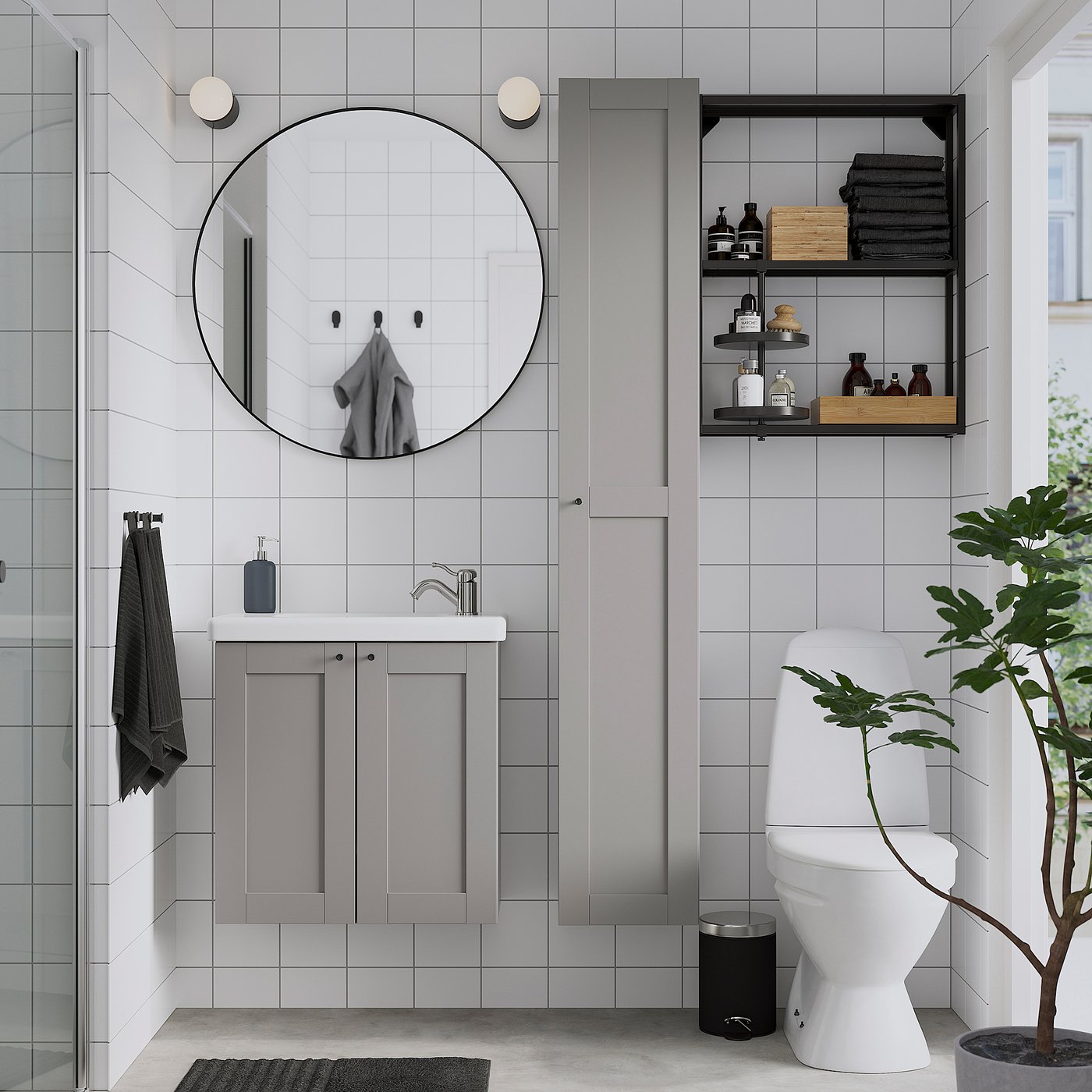 LINDBYN リンドビーン ミラー, ブラック, 80 cm - IKEA