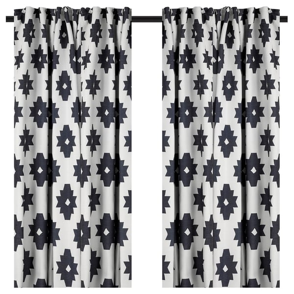 IDALENA イダレーナ ドレープカーテン 1組, ブラック, 145x250 cm