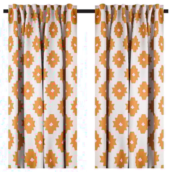 IDALENA イダレーナ ドレープカーテン 1組, イエロー, 145x250 cm