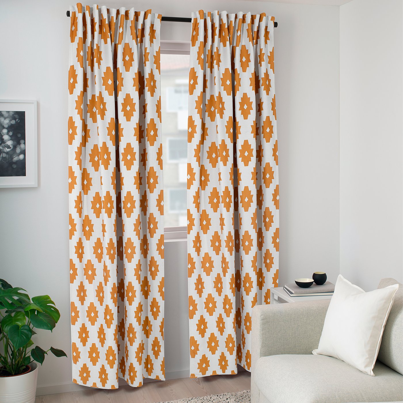 IDALENA イダレーナ ドレープカーテン 1組, イエロー, 145x250 cm - IKEA