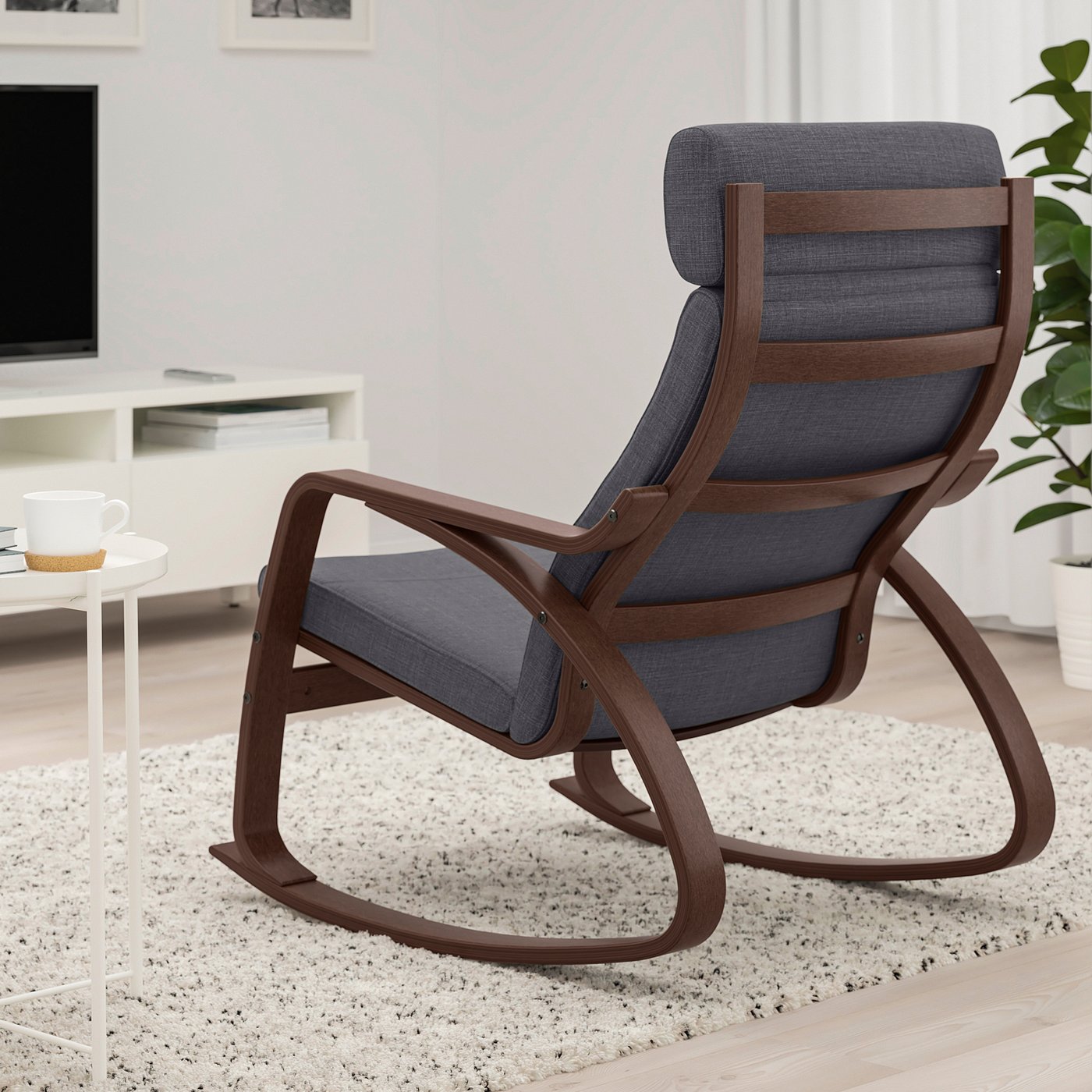 ポエング　IKEA チャコールグレー POÄNG ポエング オットマン, ブラウン/ヒッラレド チャコール - IKEA