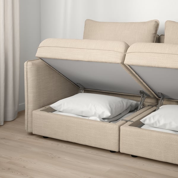 VALLENTUNA Modulecksofa 3-sitzig - mit Stauraum/Hillared beige - IKEA