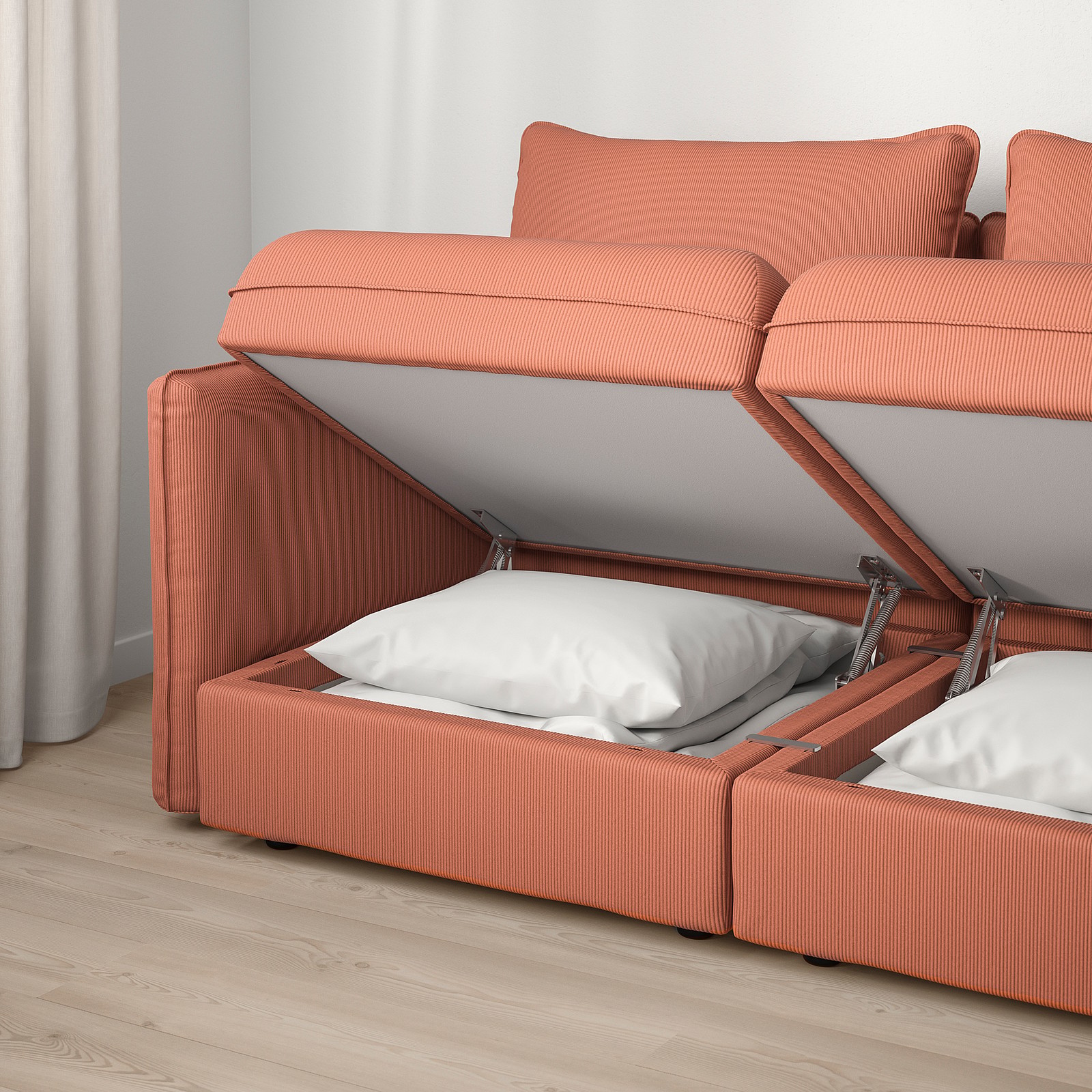 VALLENTUNA Modulecksofa 3-sitzig - mit Stauraum/Kelinge rostbraun