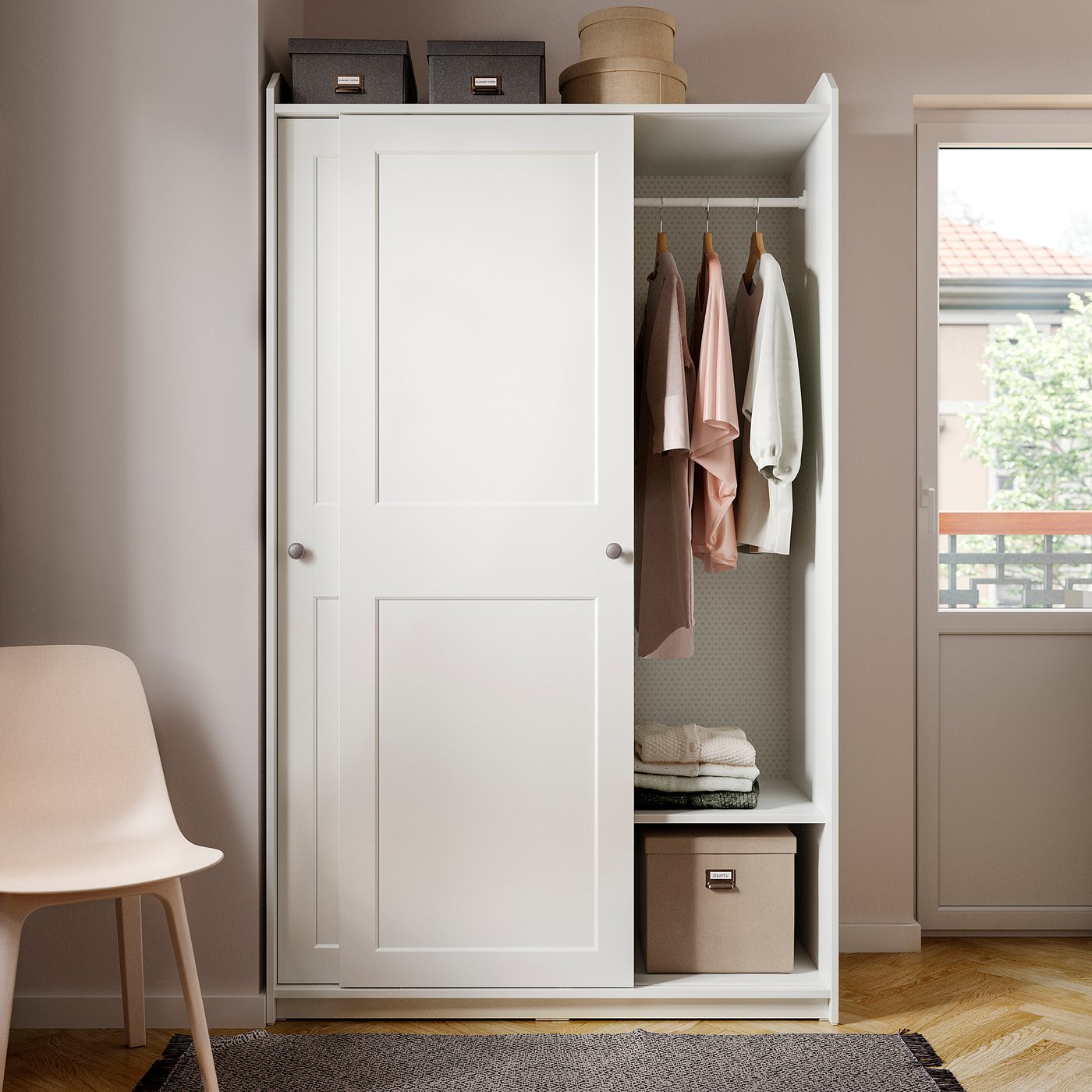 IKEA HAUGA ハウガ チェスト　棚板付きホワイト HAUGA ハウガ チェスト（引き出し×3）棚板付き, ホワイト
