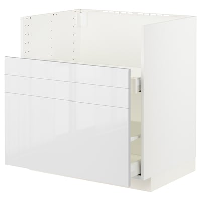 METOD メトード / MAXIMERA マキシメーラ ベースキャビネット TALLSJÖN/タルショーン シンク用, ホワイト/リンガフルト ホワイト, 80x60 cm