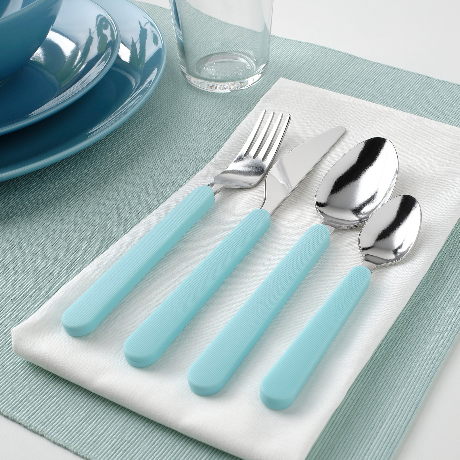 UPPHÖJD 16piece cutlery set, turquoise IKEA