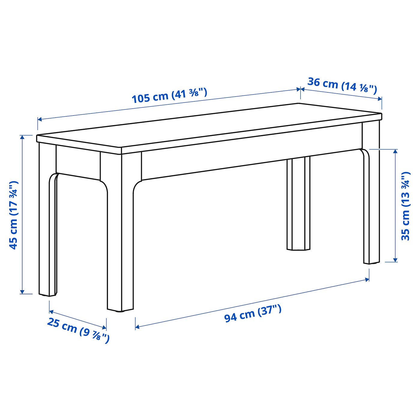 EKEDALEN エーケダーレン ベンチ, ダークブラウン, 105x36 cm - IKEA