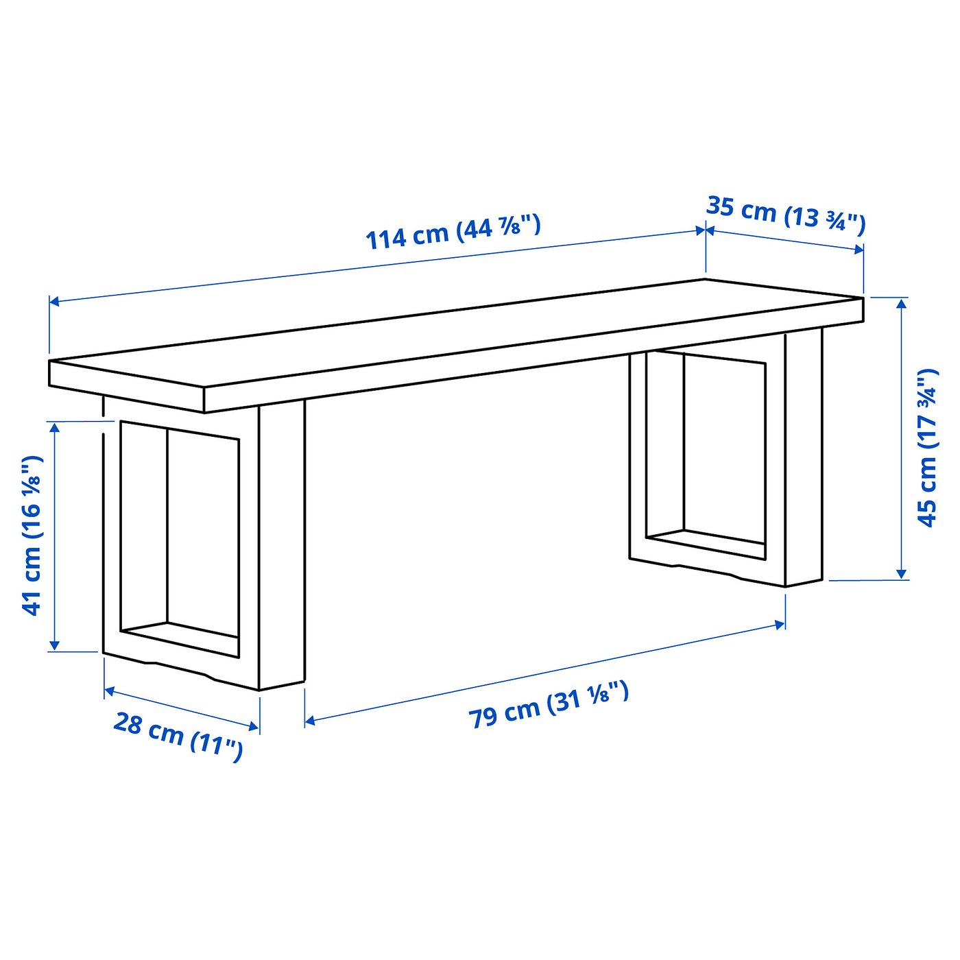 IKEA ベンチ 114x35cm MORBYLANGA モールビロンガ MÖRBYLÅNGA モールビロンガ ベンチ, オーク材突き板/ブラウン