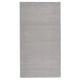 A light grey, rectangular rug with a sheen, made from recycled polyester, featuring a soft, thick pile.