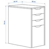 ALEX アレクス 引き出しユニット ハンギングフォルダー用収納部付き, ホワイト, 36x70 cm