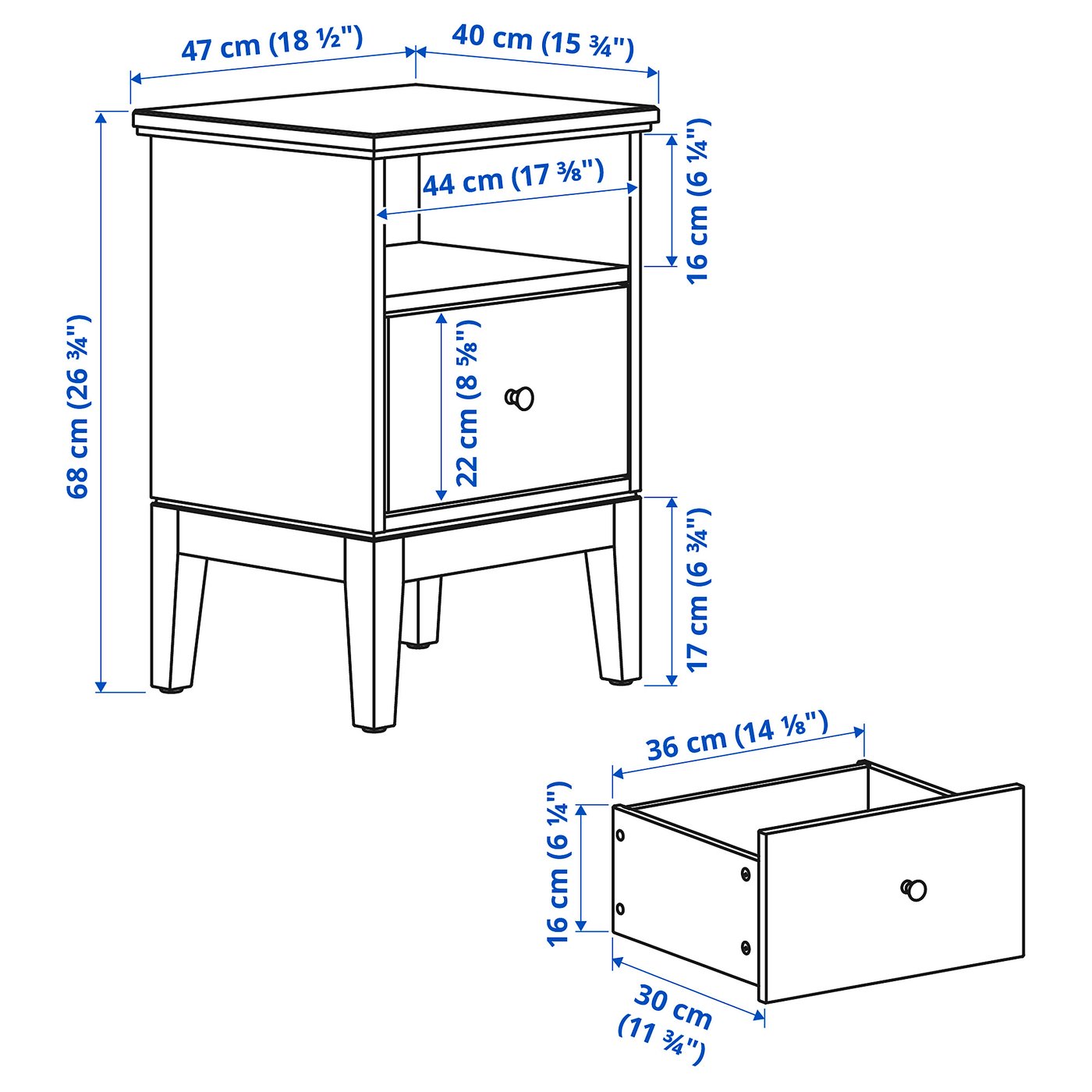 IDANÄS イダネス サイドテーブル, ホワイト, 47x40 cm - IKEA