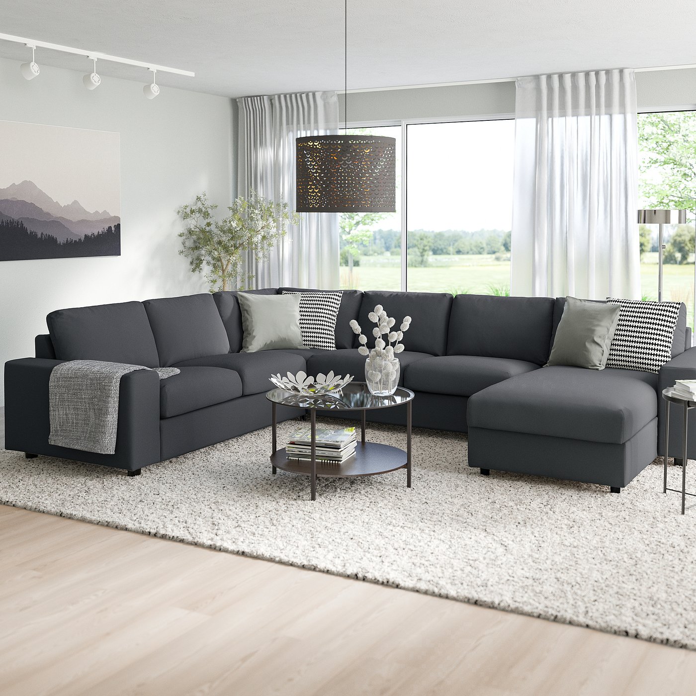 イケア　IKEA VIMLE ヴィムレコーナーソファ、ミディアムグレー2/2 VIMLE ヴィムレ コーナーソファ、4人掛け, グンナレド