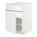 METOD メトード ベースキャビネット コンロ用/フィッシュグリル/扉, ホワイト/ステーンスンド ホワイト, 60x60x80 cm