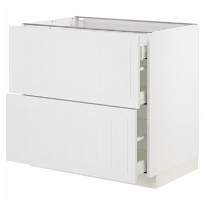 METOD メトード / MAXIMERA マキシメーラ ベースキャビネット 引き出し前部2/引き出し3, ホワイト/ステーンスンド ホワイト, 90x60x80 cm