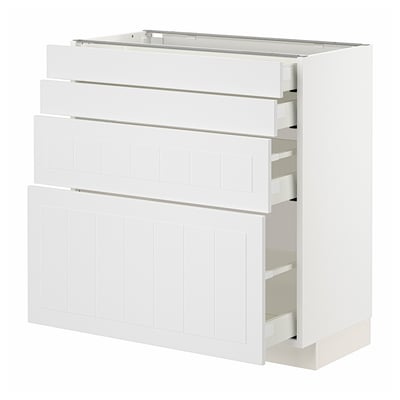 METOD メトード / MAXIMERA マキシメーラ ベースキャビネット 引き出し前部4枚/引き出し4個, ホワイト/ステーンスンド ホワイト, 80x41x80 cm