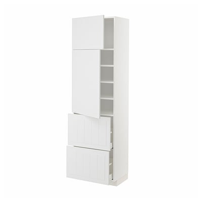 METOD メトード / MAXIMERA マキシメーラ ハイキャビネット 扉2枚+引き出し2段付き, ホワイト/ステーンスンド ホワイト, 60x41x200 cm