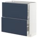 Blue METOD kitchen unit with white sides, square shape.