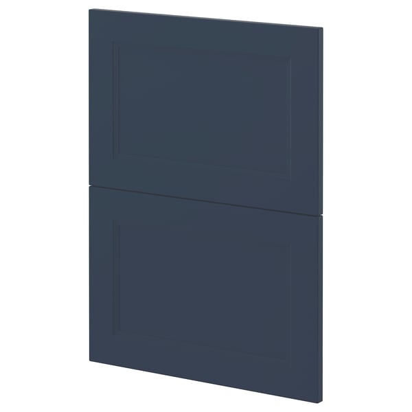 Blue METOD kitchen cabinet front with smooth, rectangular design.