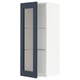Ikea METOD cabinet with blue glass door and white interior.