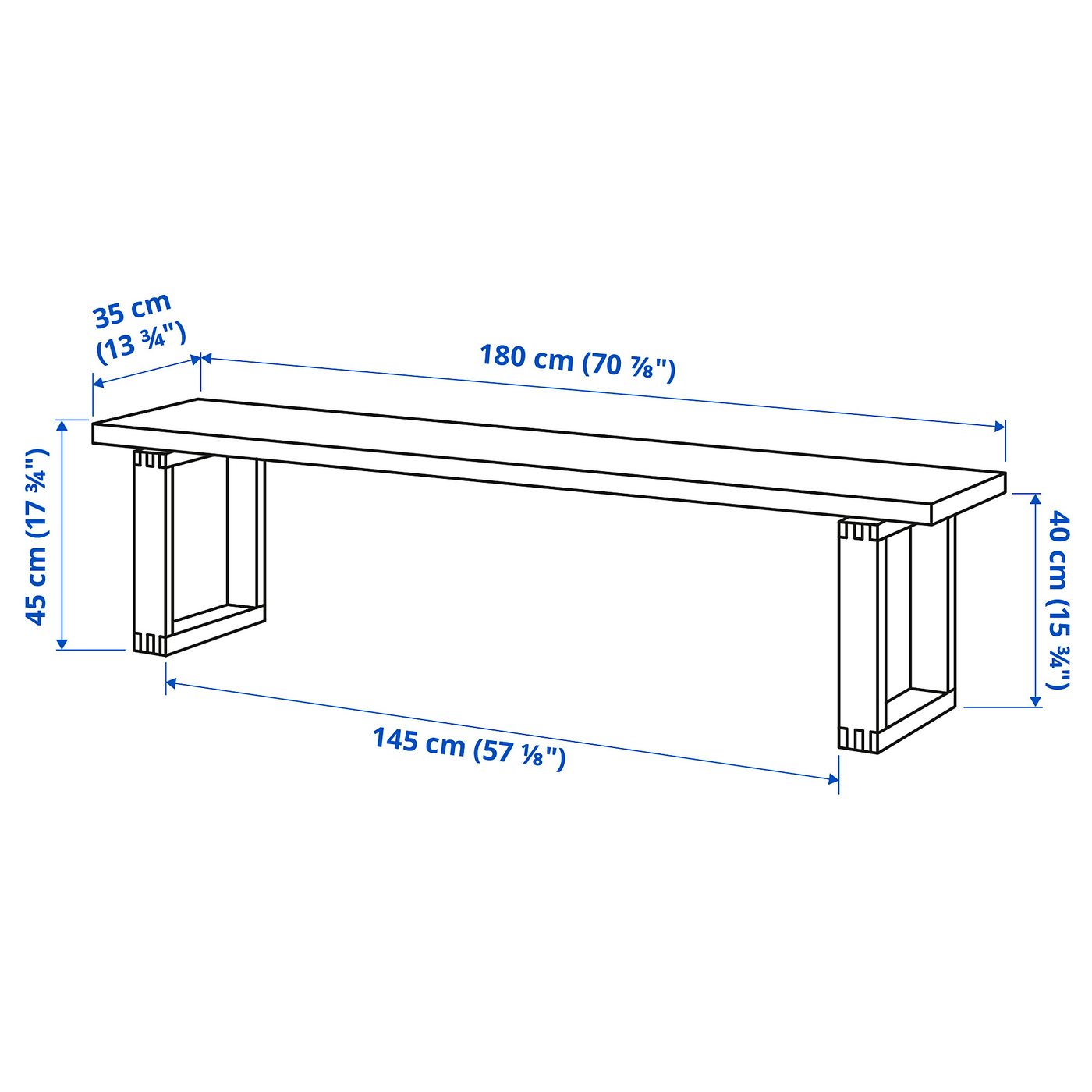 IKEA ベンチ 114x35cm MORBYLANGA モールビロンガ MÖRBYLÅNGA モールビロンガ ベンチ, オーク材突き板/ブラウン