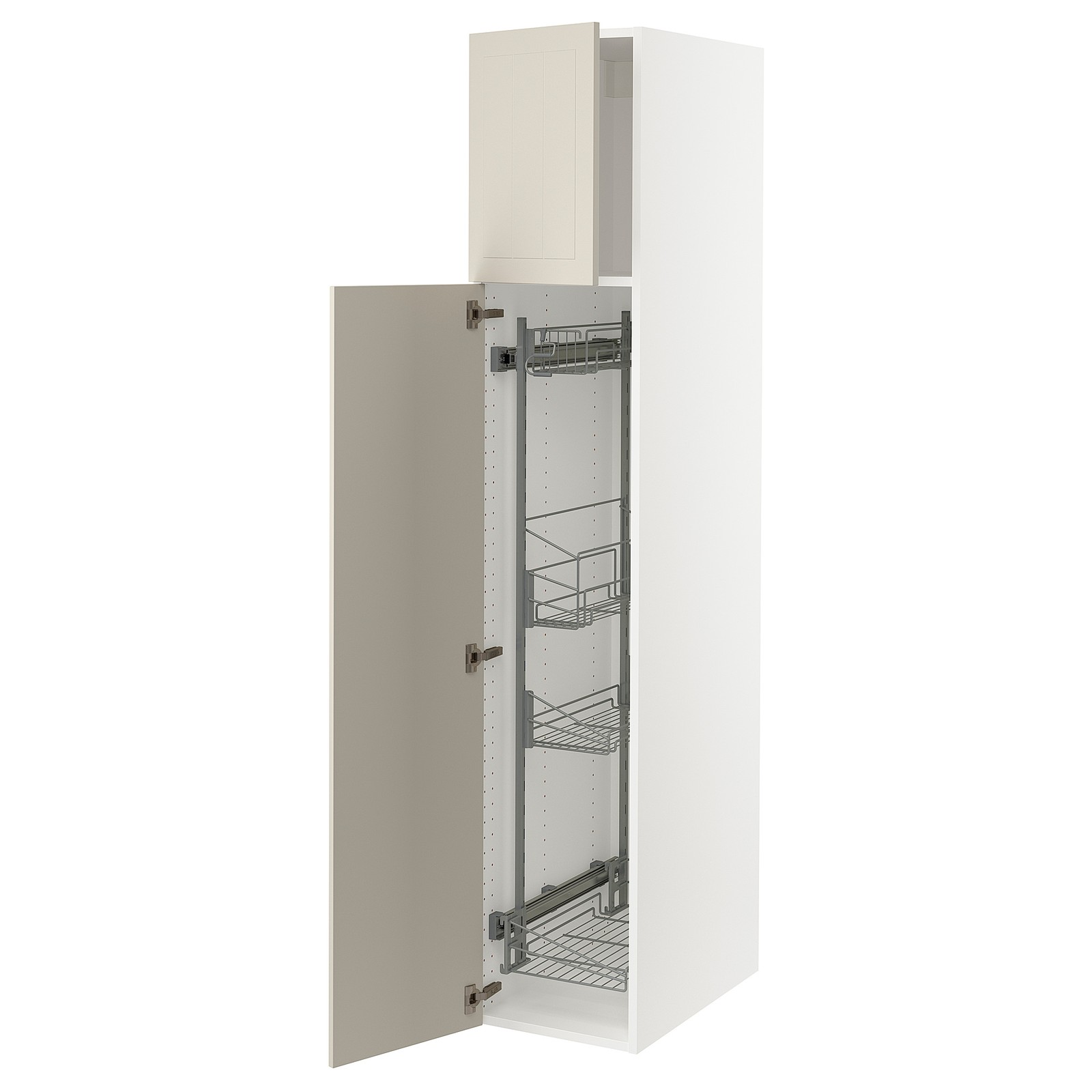 SEKTION Armoire haute+rangement coulissant blanc/Stensund beige IKEA