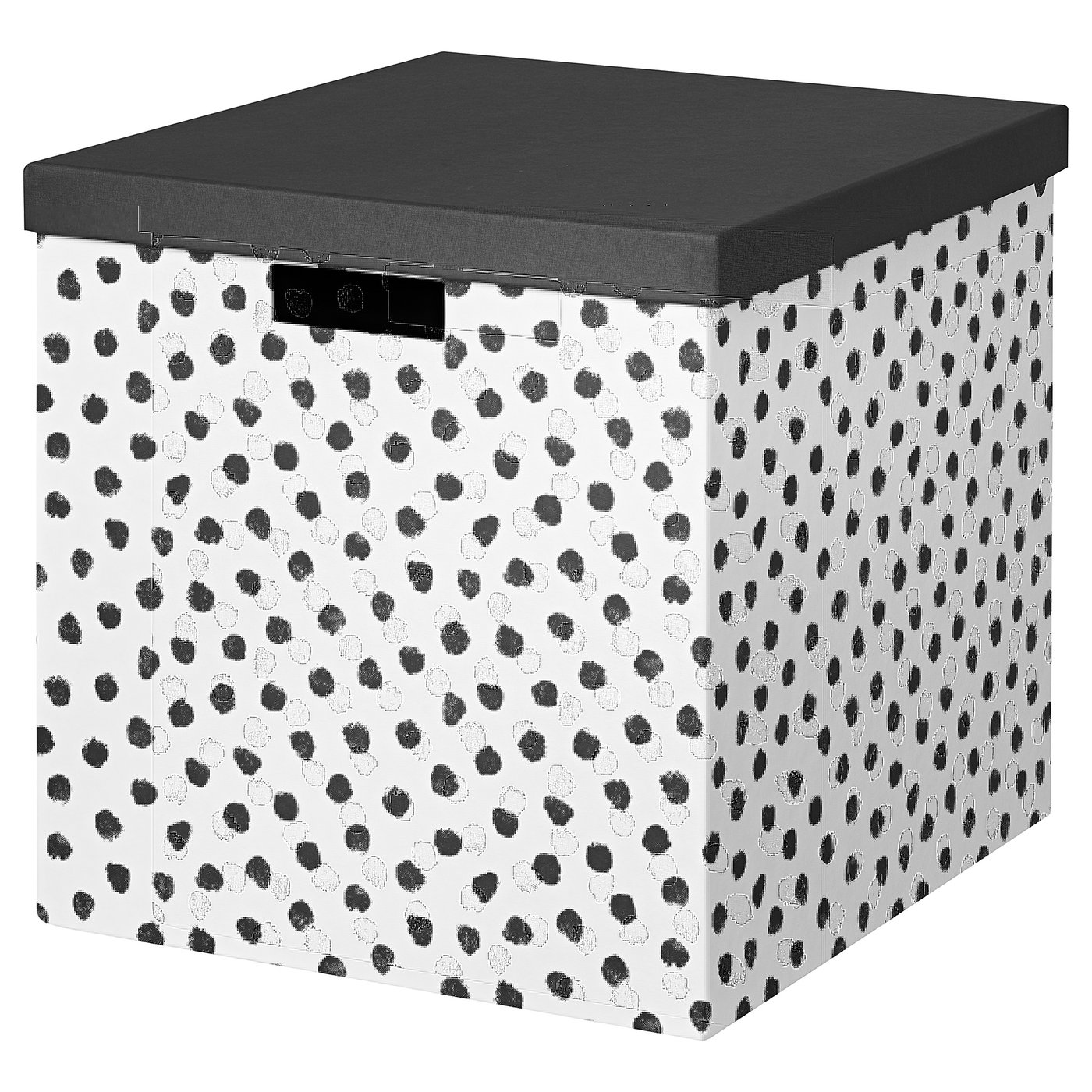 TJENA Box with lid dots/black IKEA