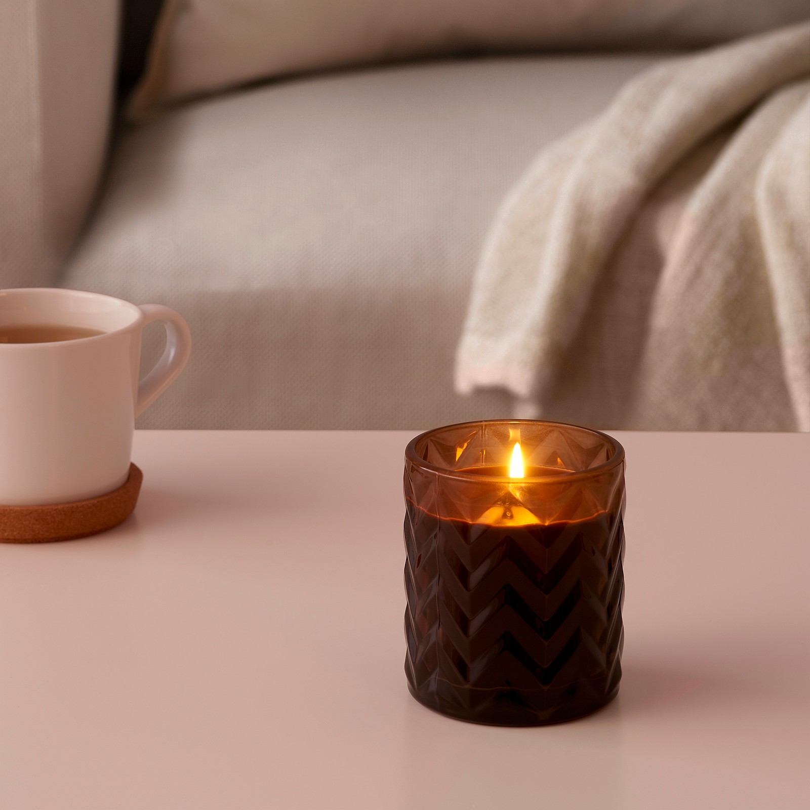 VINDTUNNEL Scented candle in glass Dark caramel and sea salt IKEA
