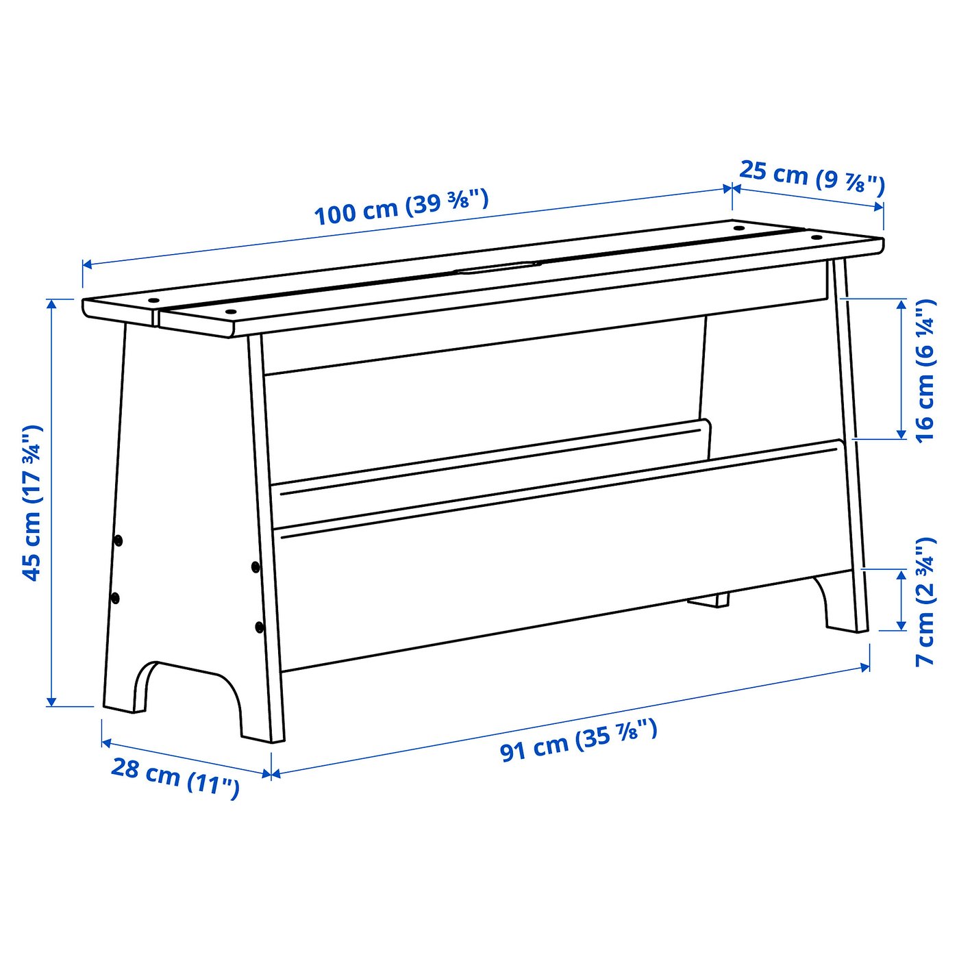 PERJOHAN ペルヨハン ベンチ 収納付き, パイン材, 100 cm - IKEA