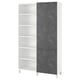 BESTÅ เบสตัว ตู้เก็บของพร้อมบานตู้, ขาว แบร์วีคเกน/ดำ ลายหินอ่อน, 120x42x202 ซม.
