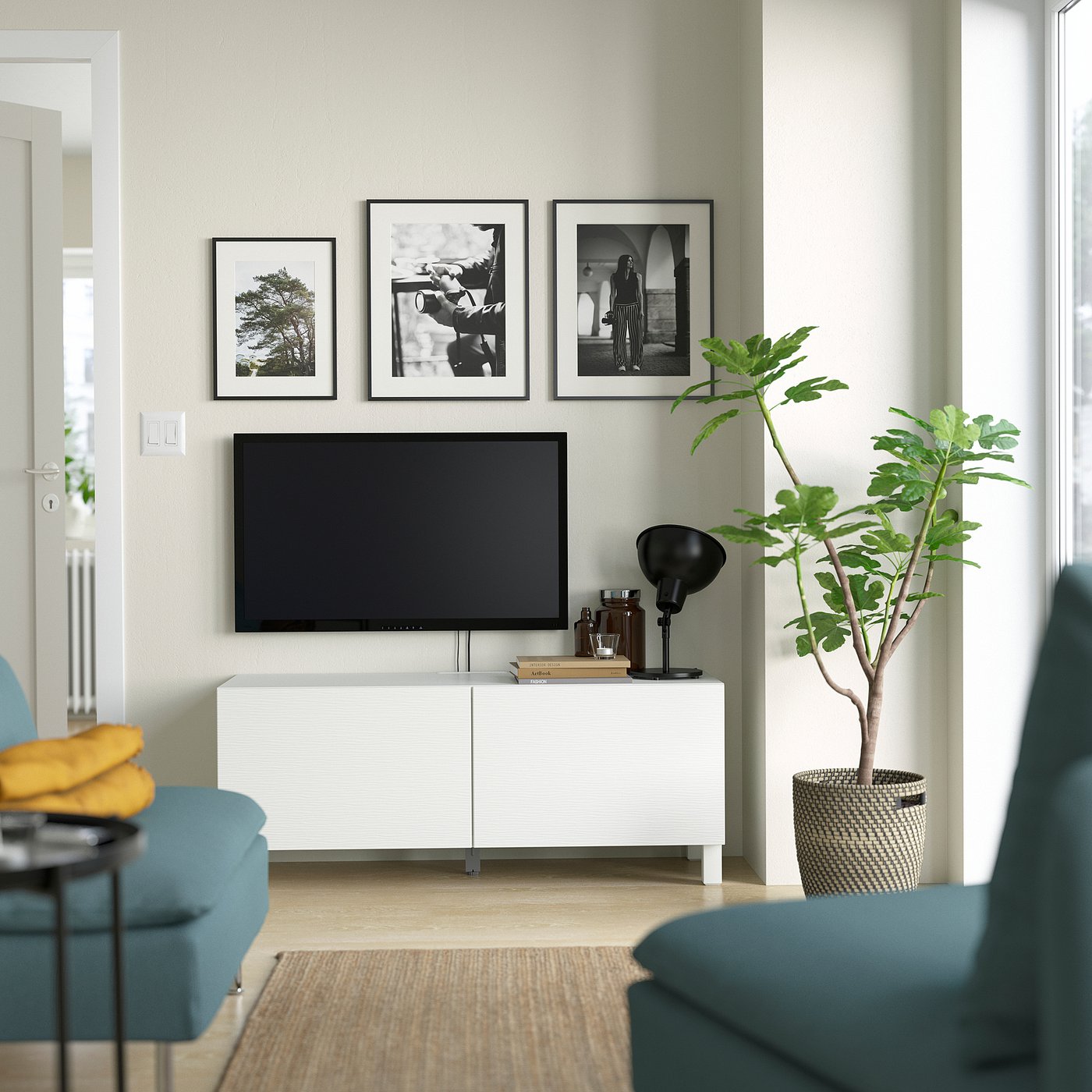【shxxliy_】IKEA　テレビ台 BESTÅ ベストー テレビ台 扉付き, ホワイト ラクスヴィーケン
