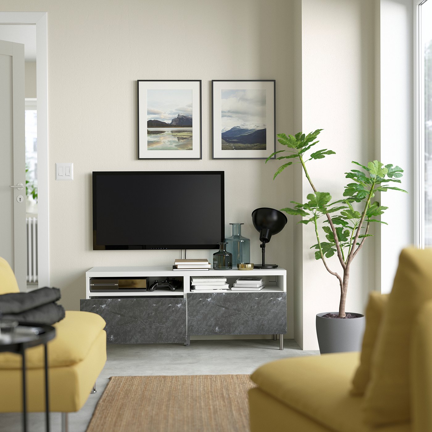 [送料・設置代込] IKEA BESTÅ ベストーテレビ台 BESTÅ ベストー テレビ台 扉&引き出し付き, ホワイト