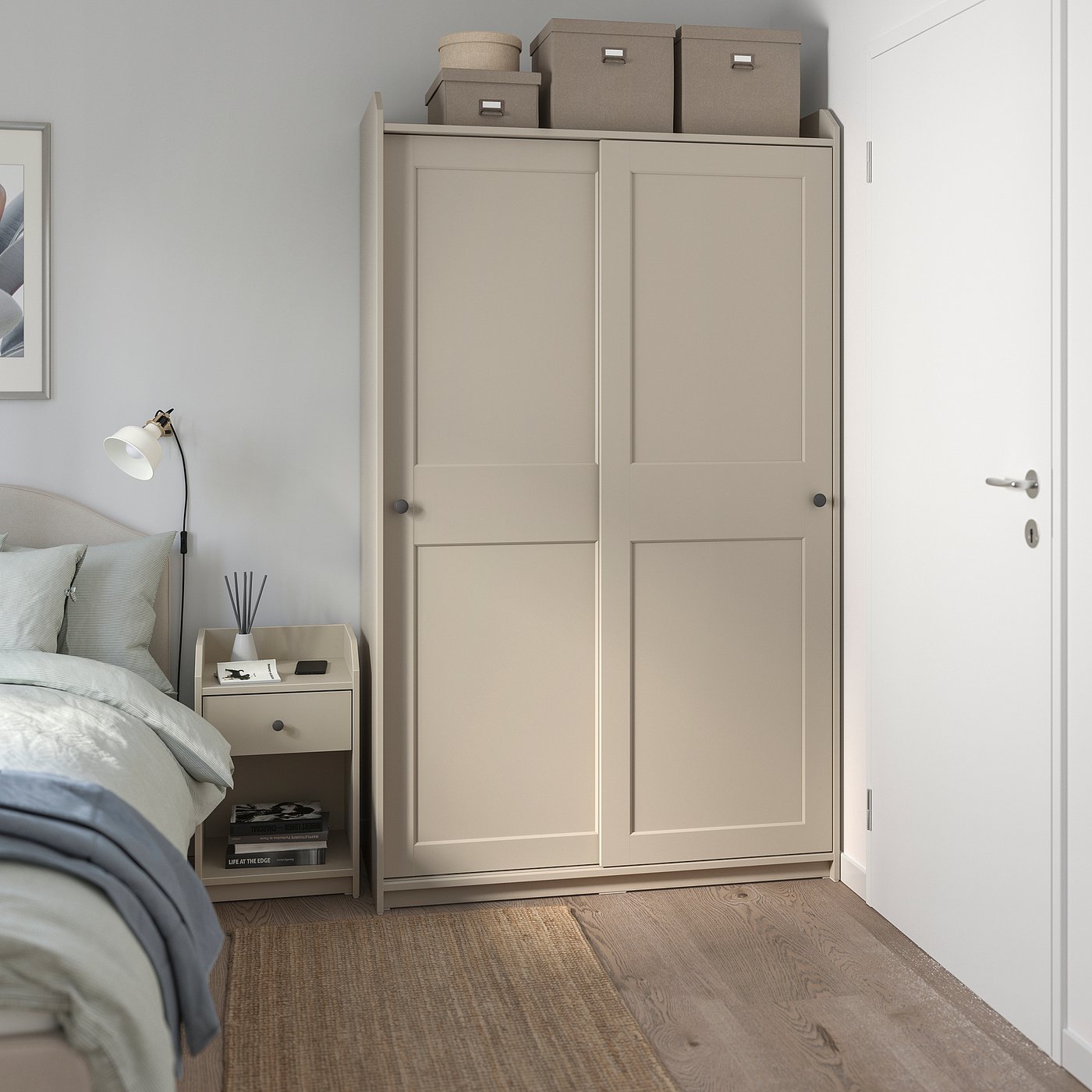 HAUGA ハウガ サイドテーブル, ベージュ, 40x36 cm - IKEA