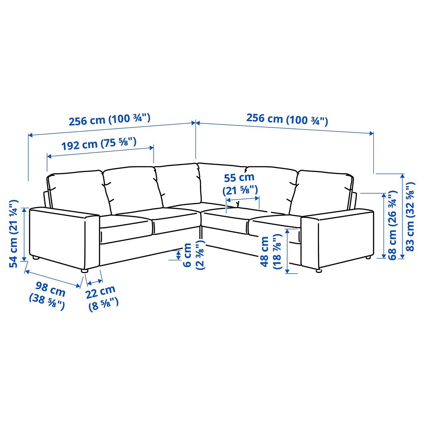イケア　IKEA VIMLE ヴィムレコーナーソファ、ミディアムグレー1/2 VIMLE ヴィムレ コーナーソファ、4人掛け, ワイドアームレスト