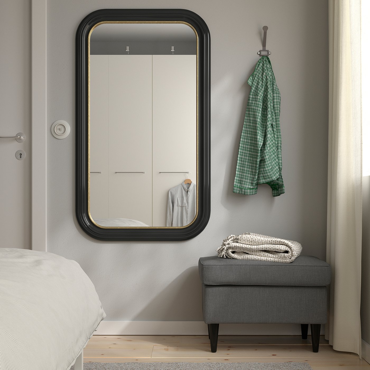 【送料込み】IKEA ALMARÖD アルマロード 全身鏡 ALMARÖD アルマロード ミラー, ブラック, 70x120 cm - IKEA