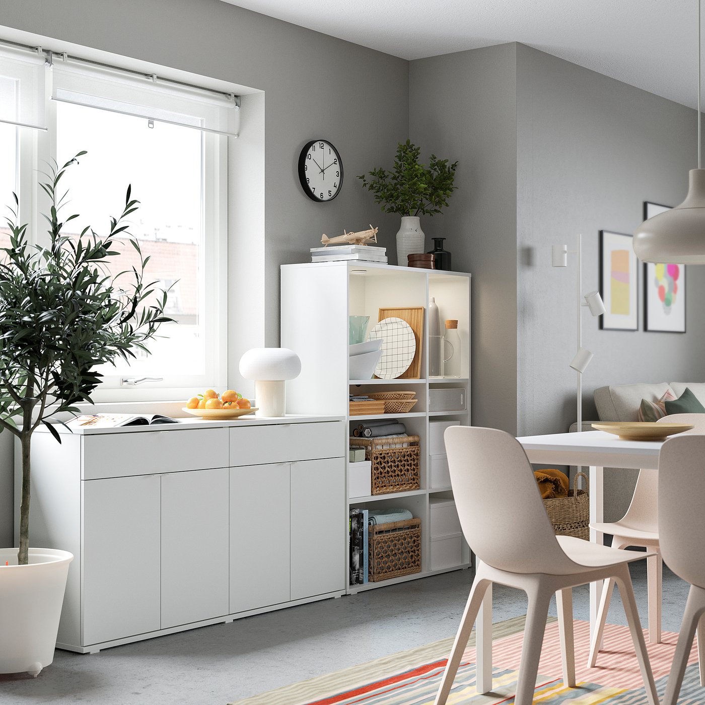 VIHALS ヴィーハルス 収納コンビネーション, ホワイト, 235x37x140 cm